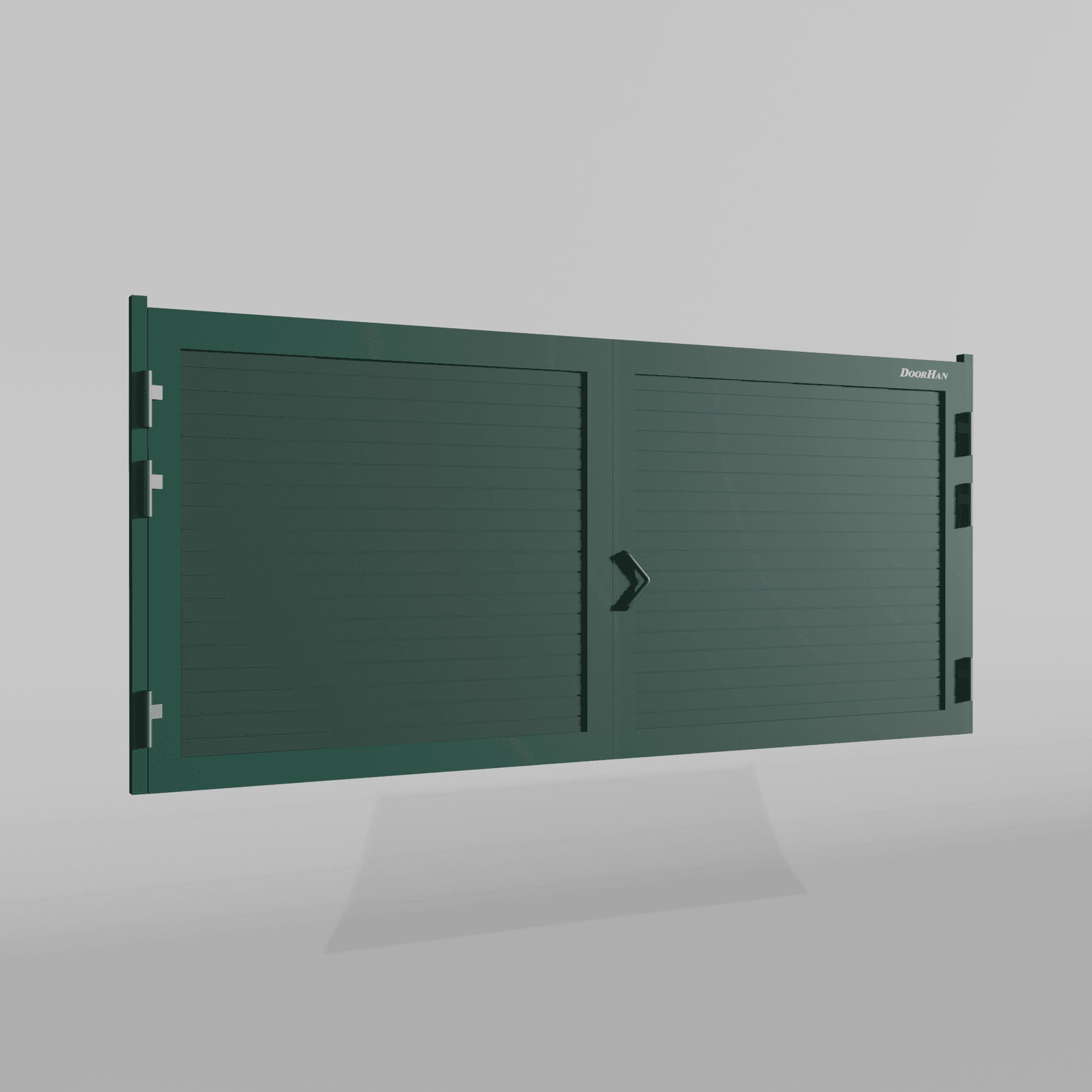 Распашные ворота DoorHan 2900х1000 цвета RAL 6005 (зелёный) с дизайном «доска» с автоматикой
