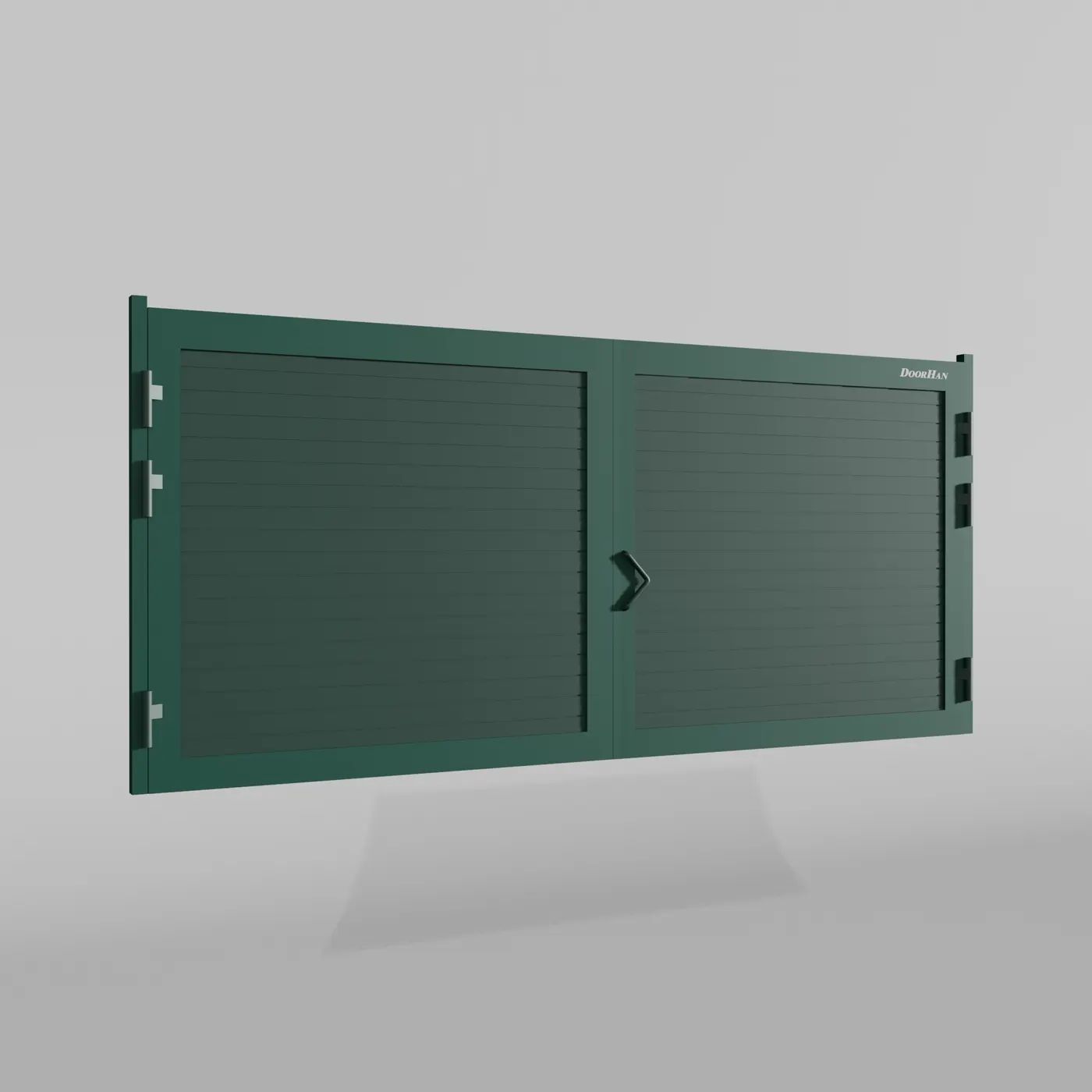 Распашные ворота DoorHan 4200х1400 цвета RAL 6005 (зелёный) с дизайном «доска» с автоматикой