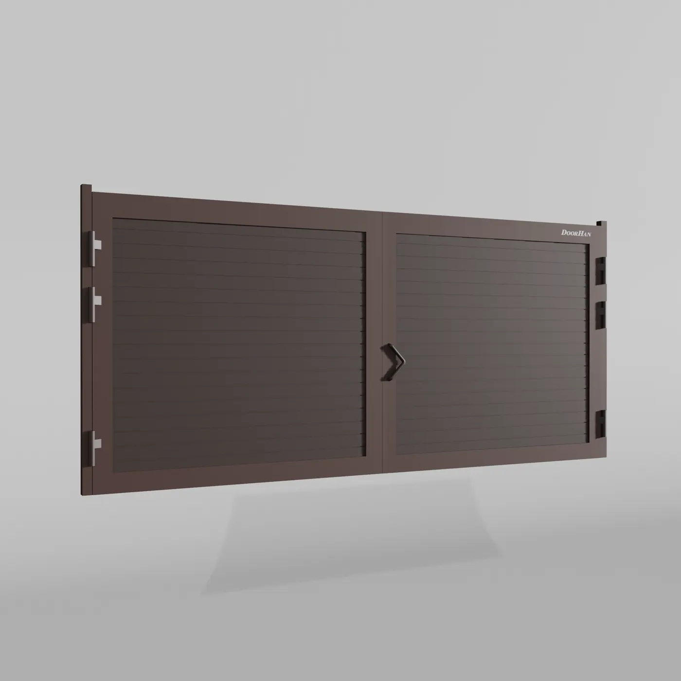 Распашные ворота DoorHan 3500х2000 цвета RAL 8017 (коричнево-красный) с дизайном «доска» с автоматикой