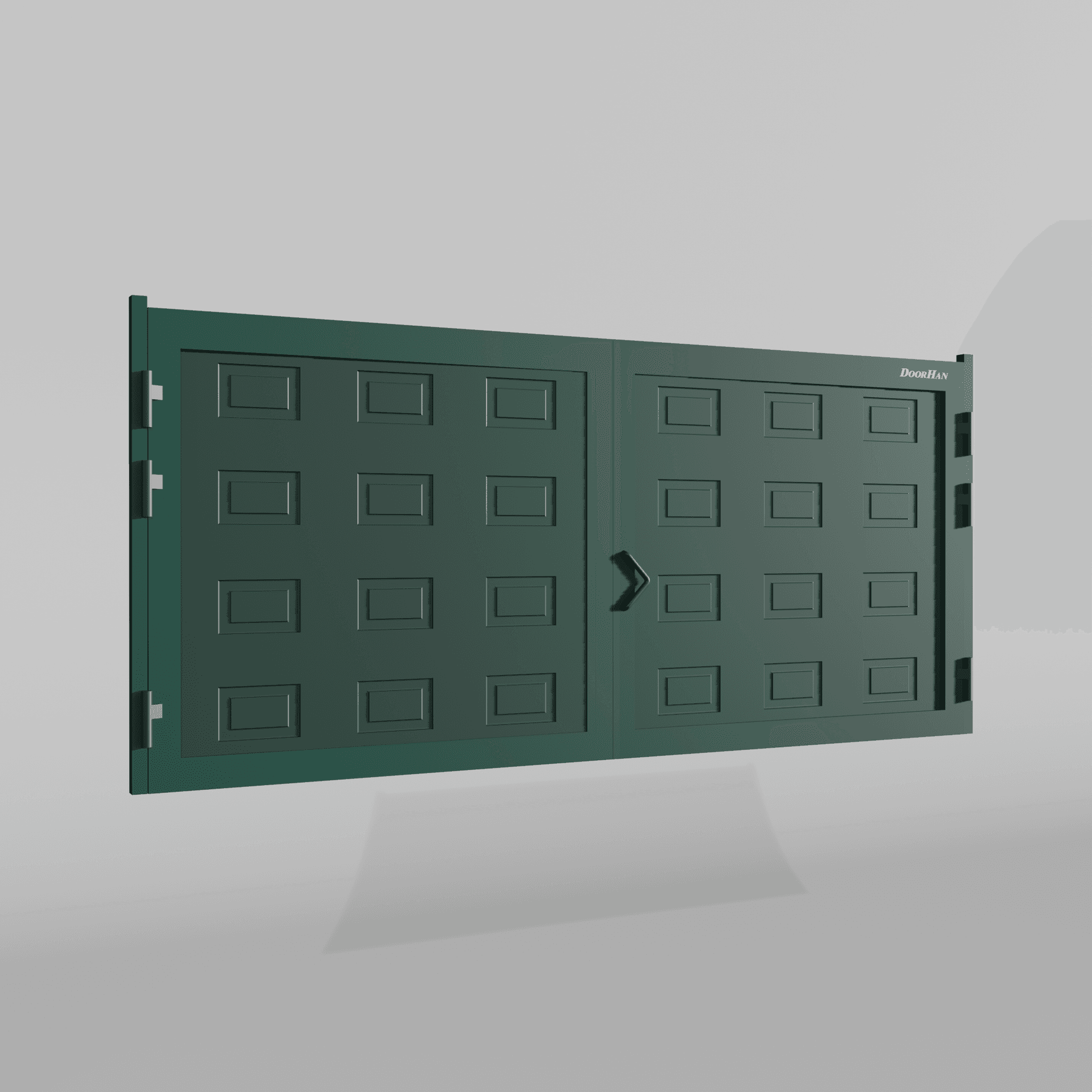 Распашные ворота DoorHan 3700х1200 цвета RAL 6005 (зелёный) с дизайном «филенка» без автоматики
