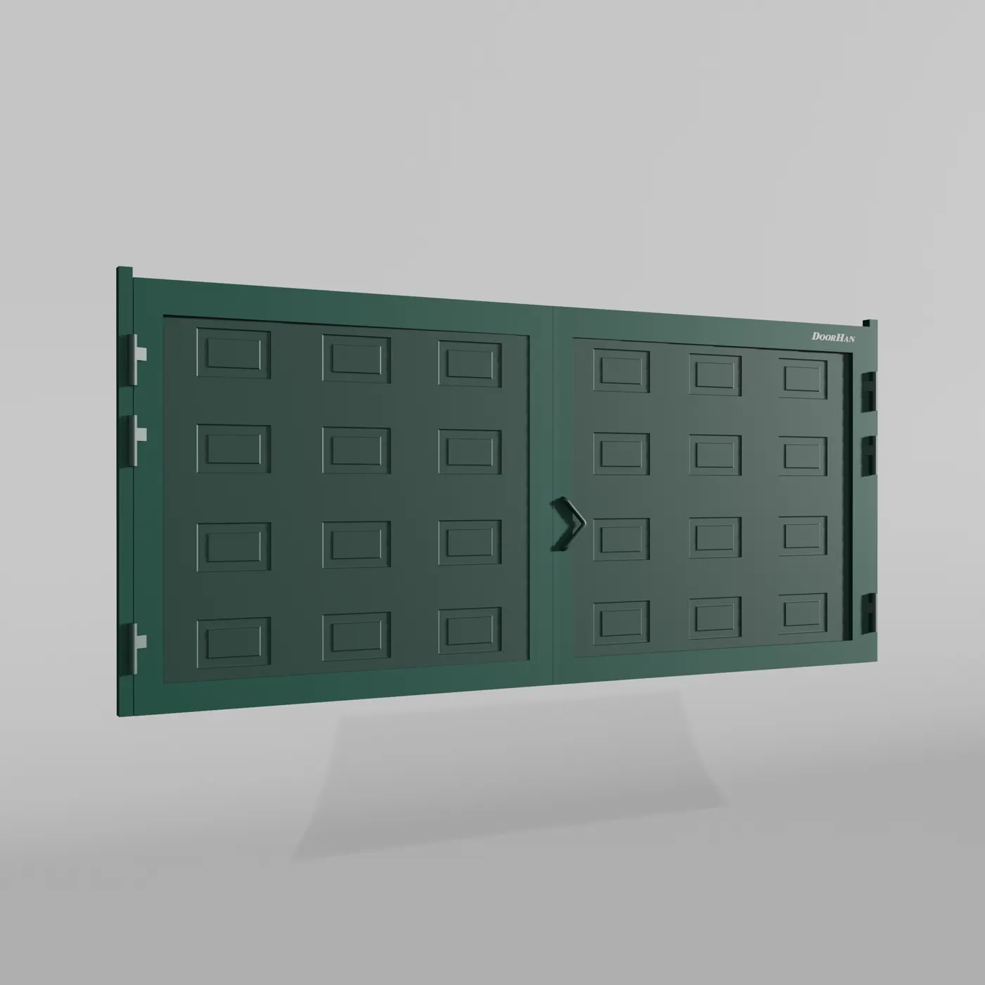 Распашные ворота DoorHan 3900х1800 цвета RAL 6005 (зелёный) с дизайном «филенка» с автоматикой