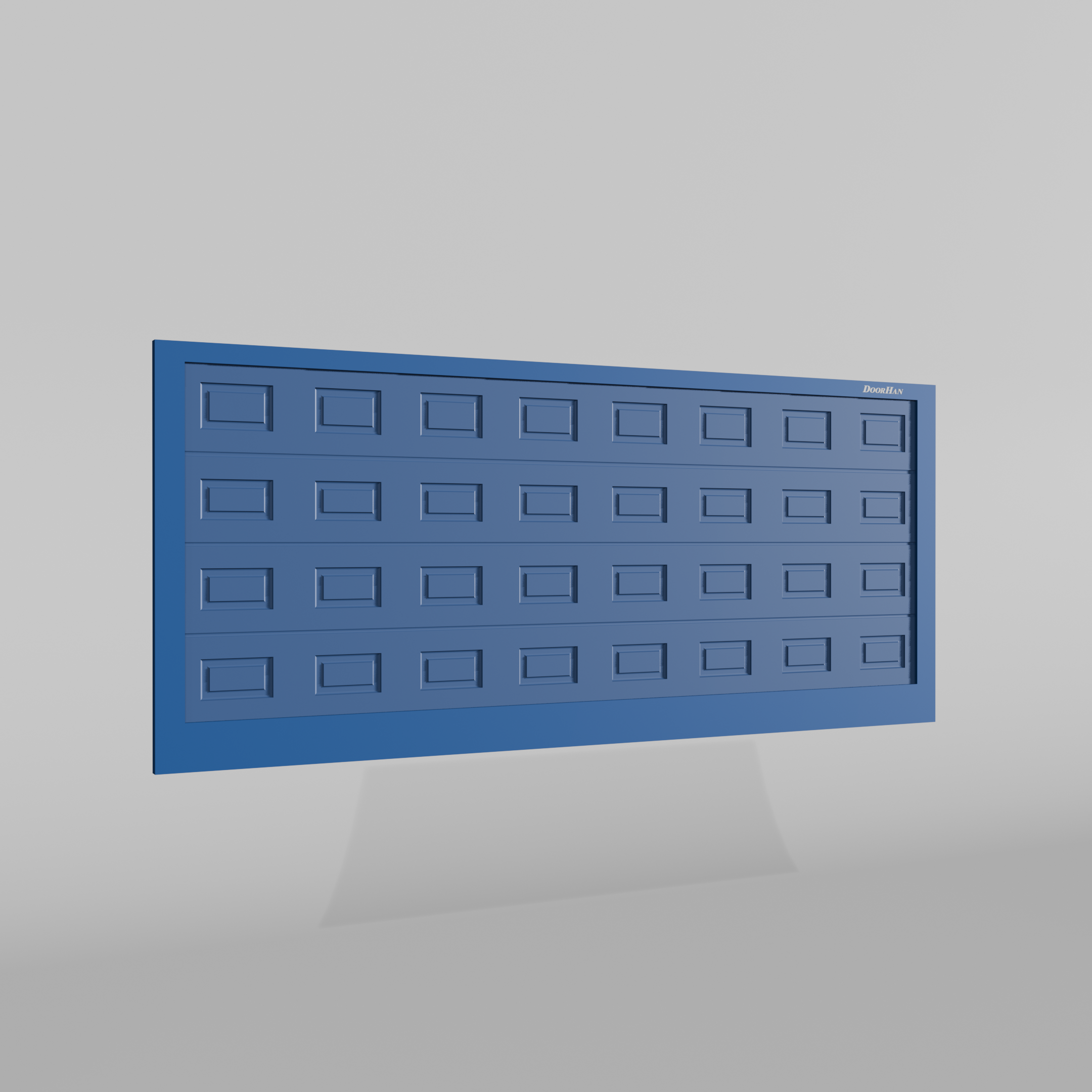 Откатные ворота DoorHan 3700х2000 цвета RAL 5005 (синий) с дизайном «филенка» без автоматики