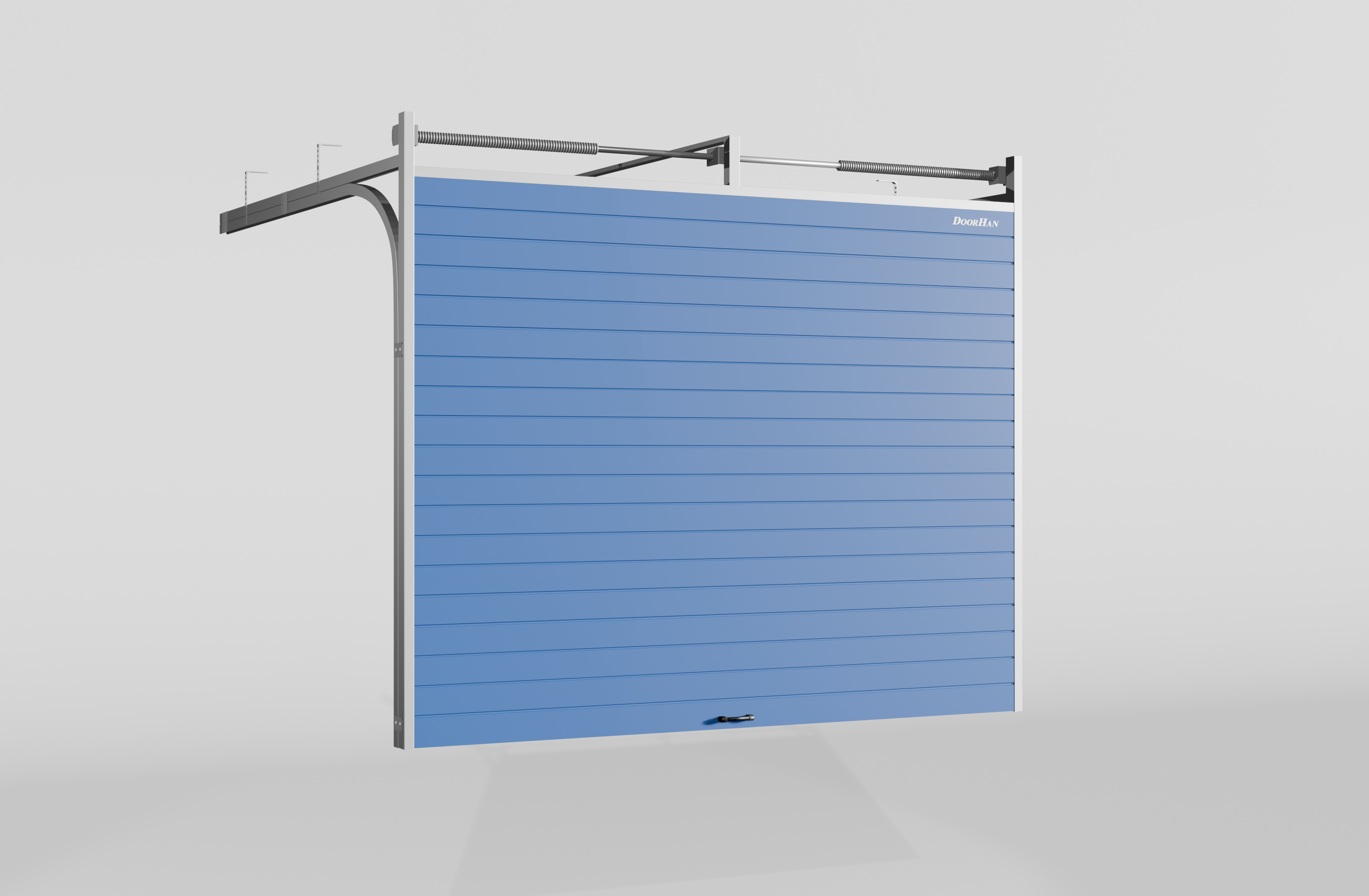 Секционные ворота DoorHan стальные 2100х2400 цвета RAL 5005 (синий) с дизайном «доска» с автоматикой