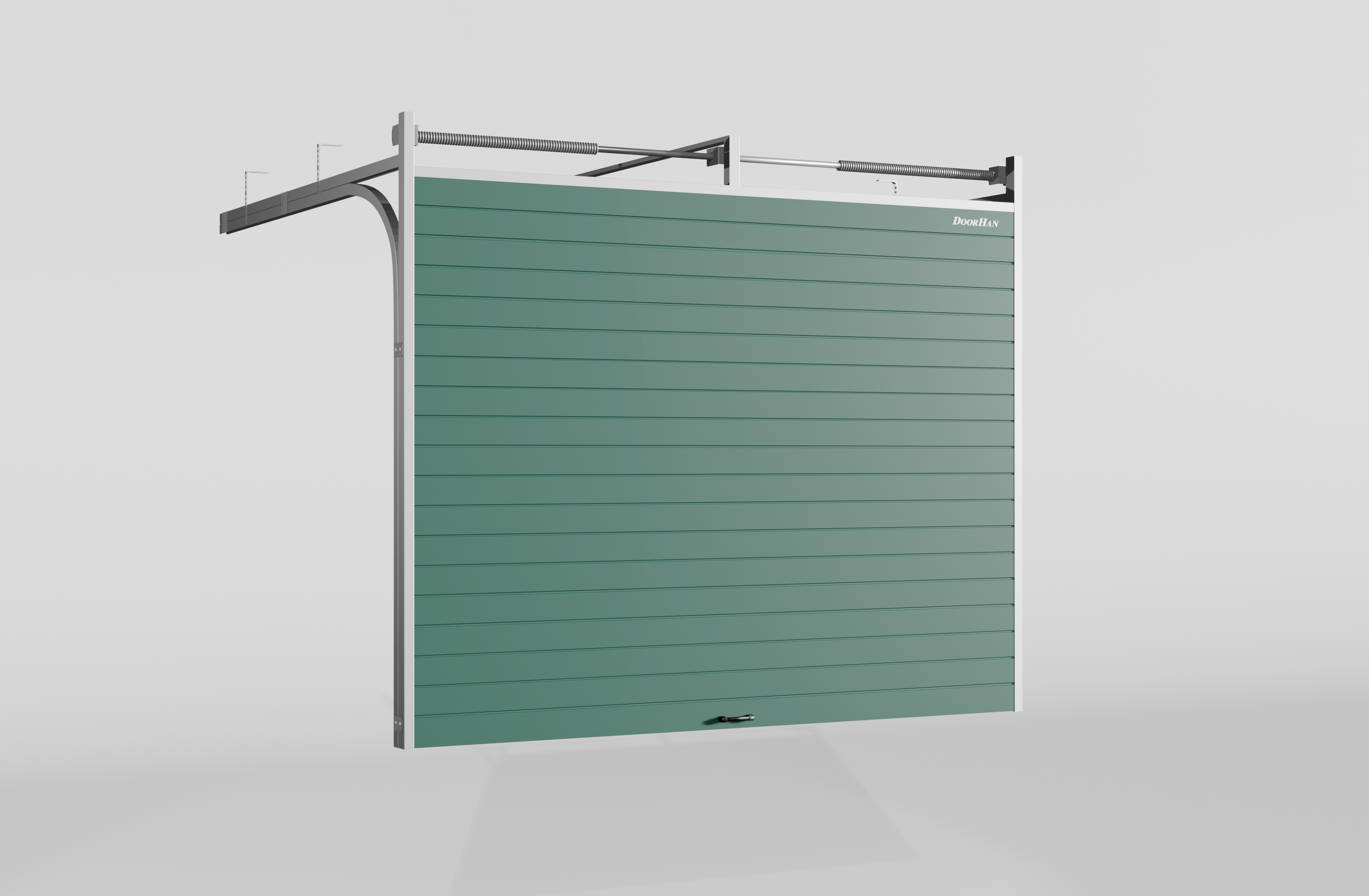 Секционные ворота DoorHan стальные 3600х2600 цвета RAL 6005 (зелёный) с дизайном «доска» без автоматики