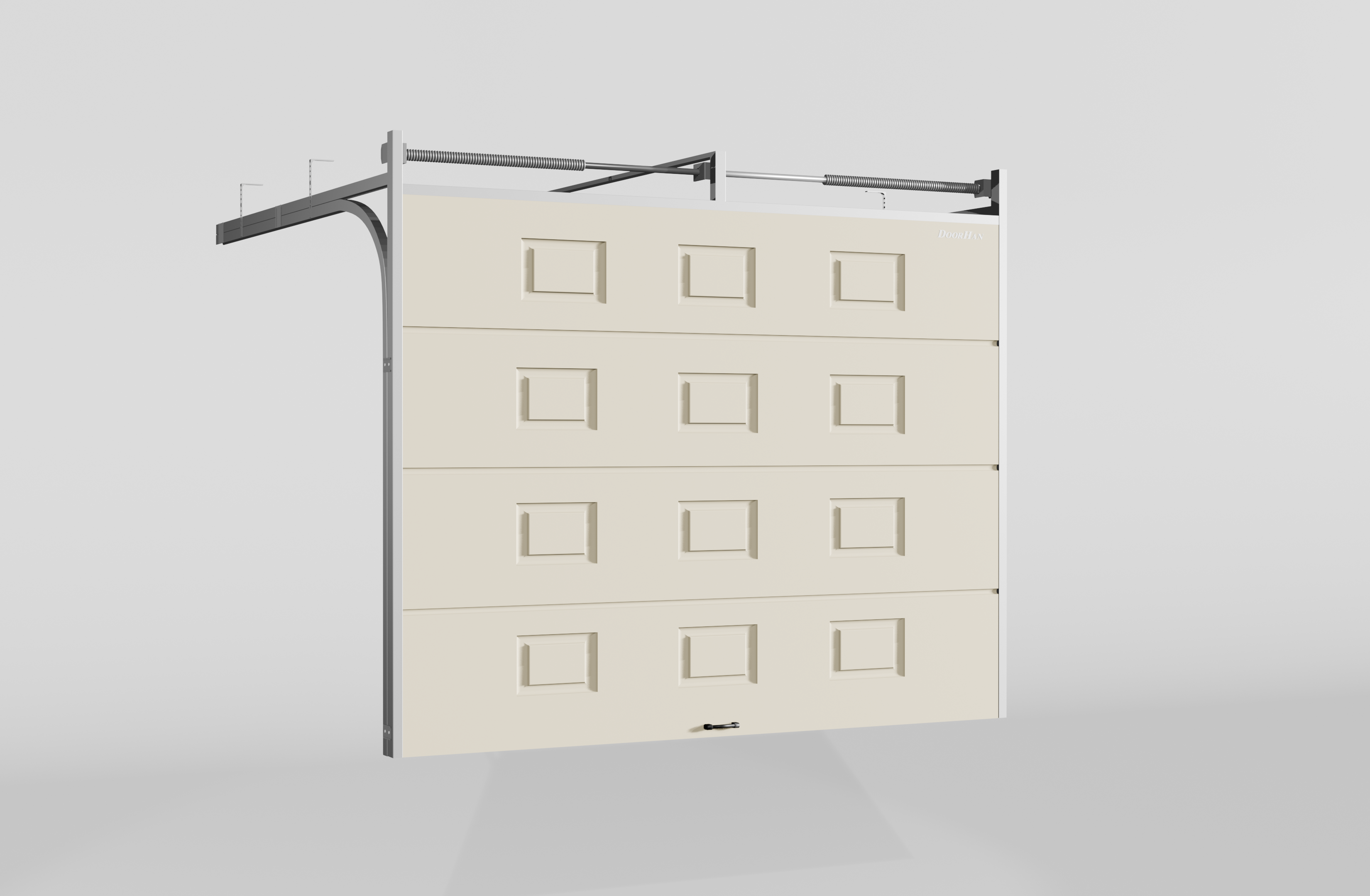 Секционные ворота DoorHan стальные 4500х2400 цвета RAL 1014 (бежевый) с дизайном «филенка» с автоматикой