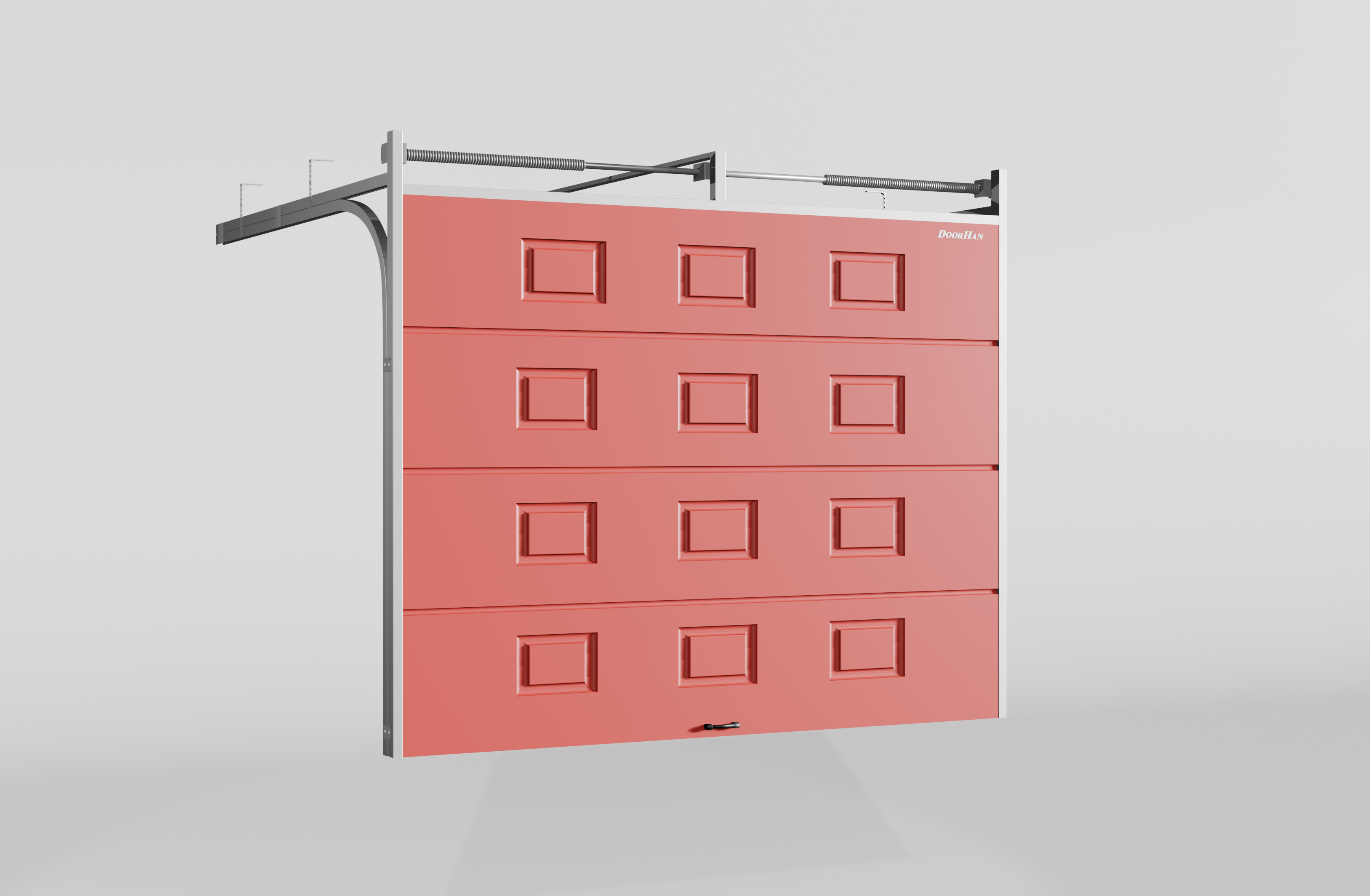 Секционные ворота DoorHan стальные 4100х2700 цвета RAL 3000 (коричневый) с дизайном «филенка» без автоматики