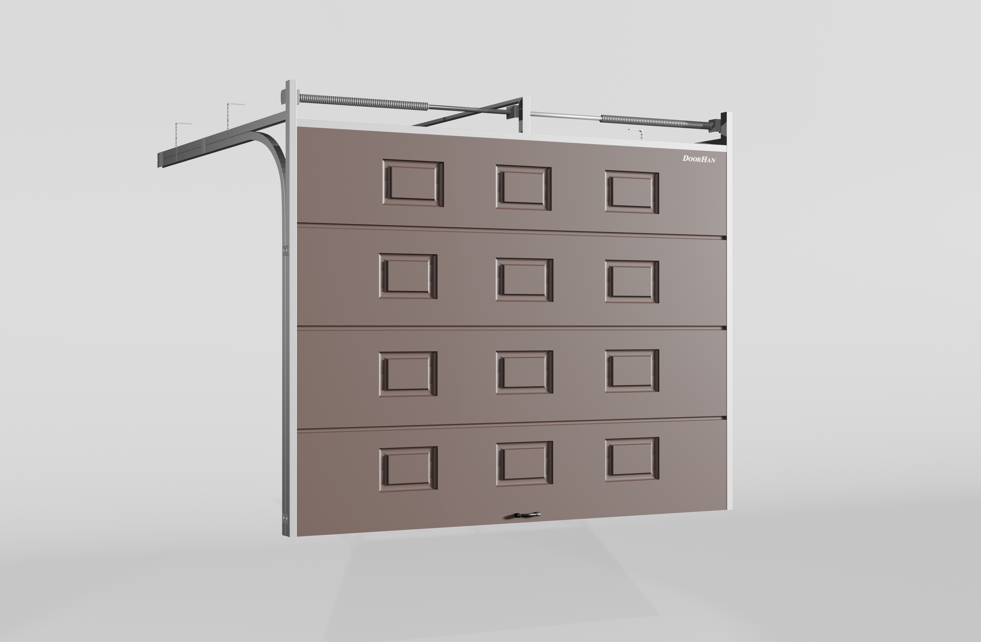 Секционные ворота DoorHan стальные 2200х2300 цвета RAL 8017 (коричнево-красный) с дизайном «филенка» с автоматикой