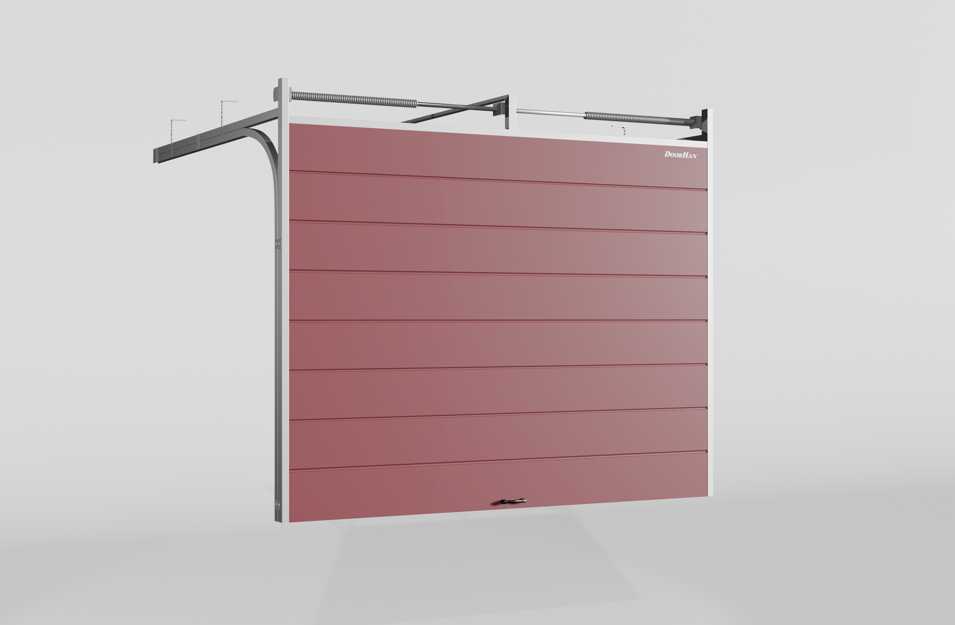 Секционные ворота DoorHan стальные 4200х2100 цвета RAL 3005 (бордовый) с дизайном «широкая центральная полоса» без автоматики