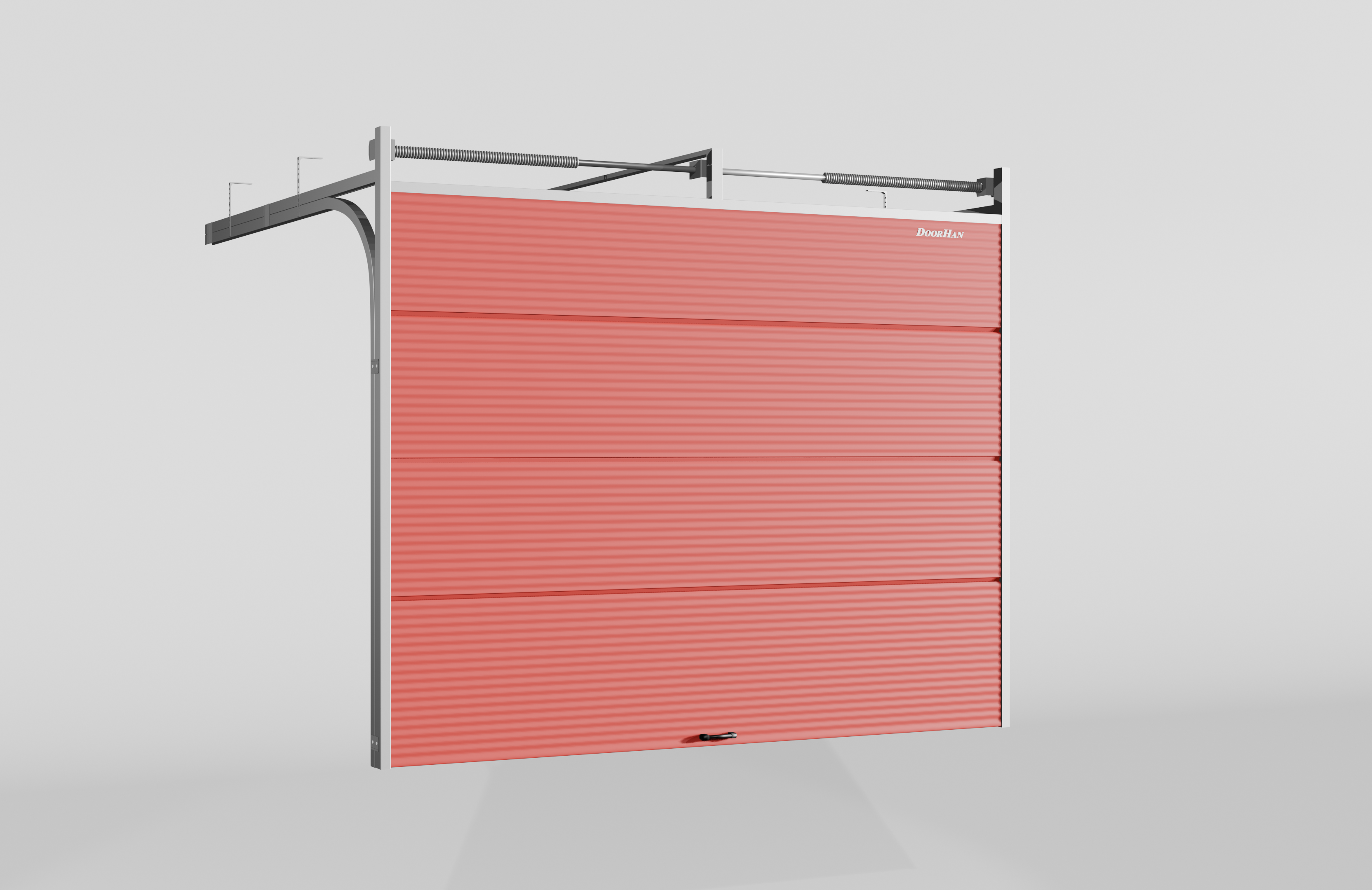 Секционные ворота DoorHan стальные 4400х2100 цвета RAL 3000 (коричневый) с дизайном «волна» без автоматики