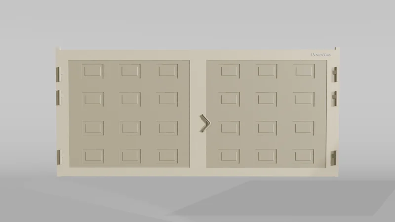 Распашные ворота DoorHan 4800х1000 цвета RAL 1014 (бежевый) с дизайном «филенка» без автоматики