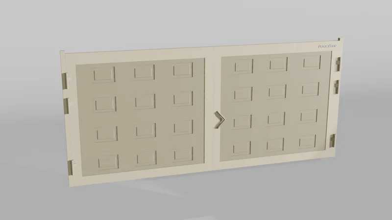 Распашные ворота DoorHan 4400х1500 цвета RAL 1014 (бежевый) с дизайном «филенка» без автоматики 3