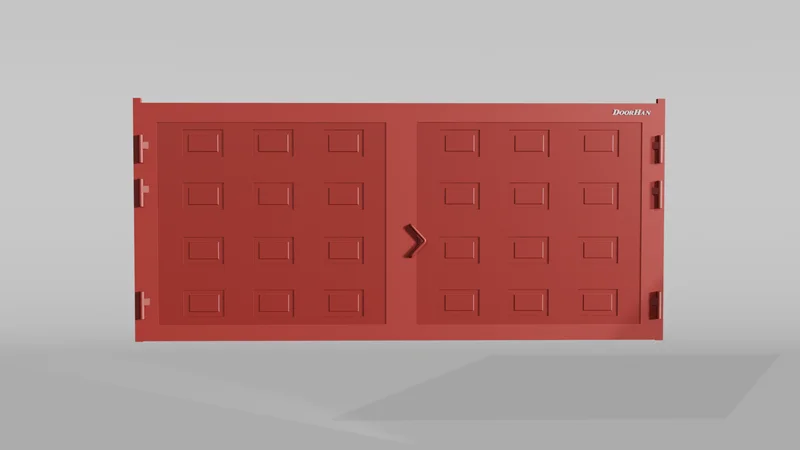 Распашные ворота DoorHan 2500х1300 цвета RAL 3000 (красный) с дизайном «филенка» без автоматики