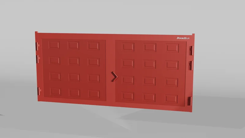 Распашные ворота DoorHan 2500х1300 цвета RAL 3000 (красный) с дизайном «филенка» без автоматики 3