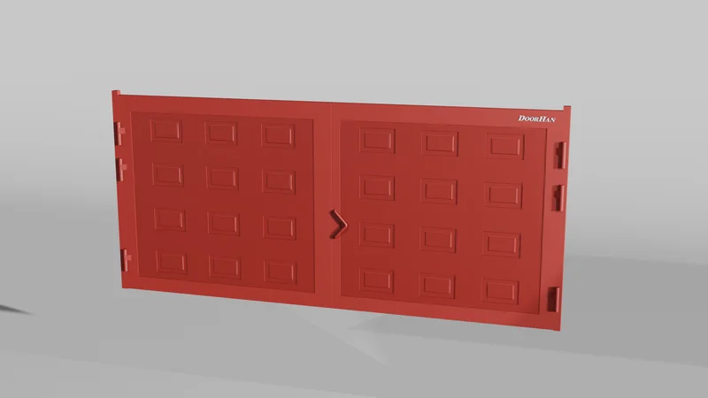 Распашные ворота DoorHan 3500х1600 цвета RAL 3000 (красный) с дизайном «филенка» с автоматикой 2