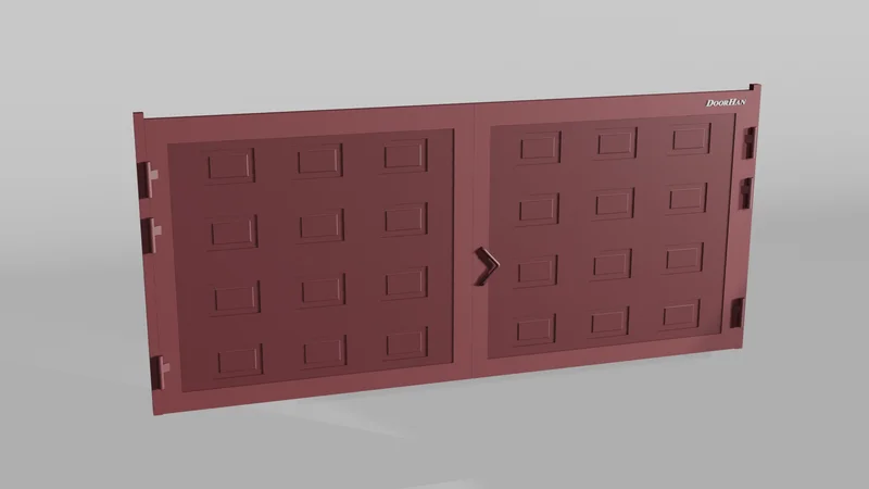 Распашные ворота DoorHan 2200х1700 цвета RAL 3005 (бордовый) с дизайном «филенка» без автоматики 3