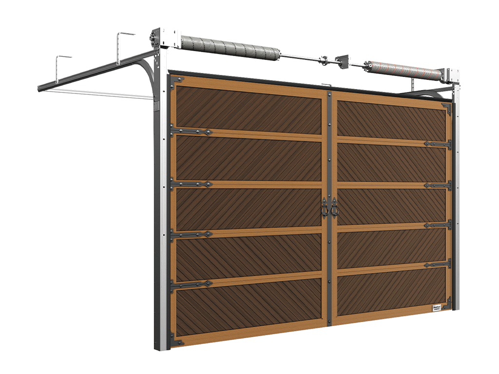Гаражные секционные ворота из стальных сэндвич-панелей с торсионным механизмом RSD02 Premium