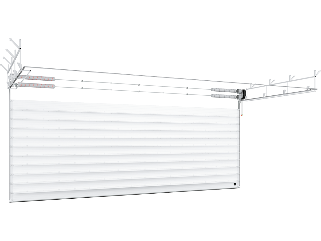 Промышленные секционные ворота из алюминиевых сэндвич-панелей с торсионным механизмом ISD03ALU